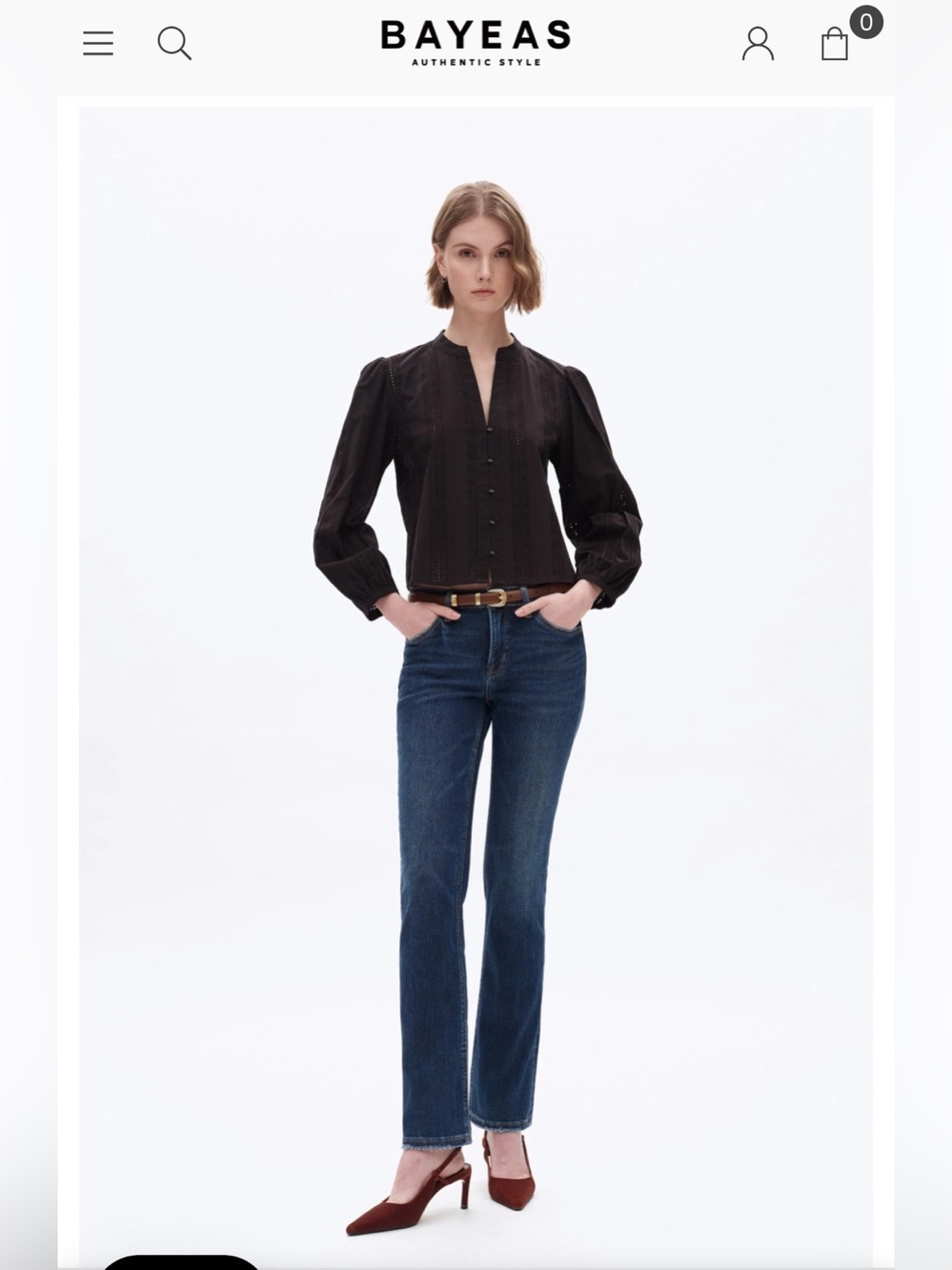 NWT Bayeas Mid Rise Slim Straight Leg 26
